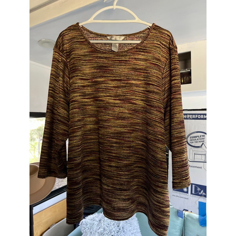 Women's Napa Valley Top Size 3X Brown Gold